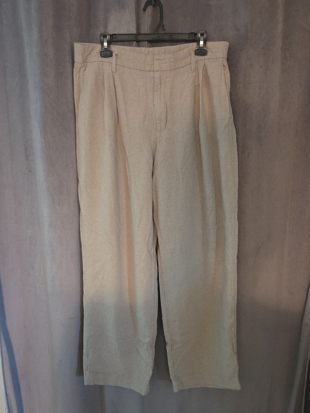 a new day Size 14 Sand Pleated Front Chinos 55% LINEN